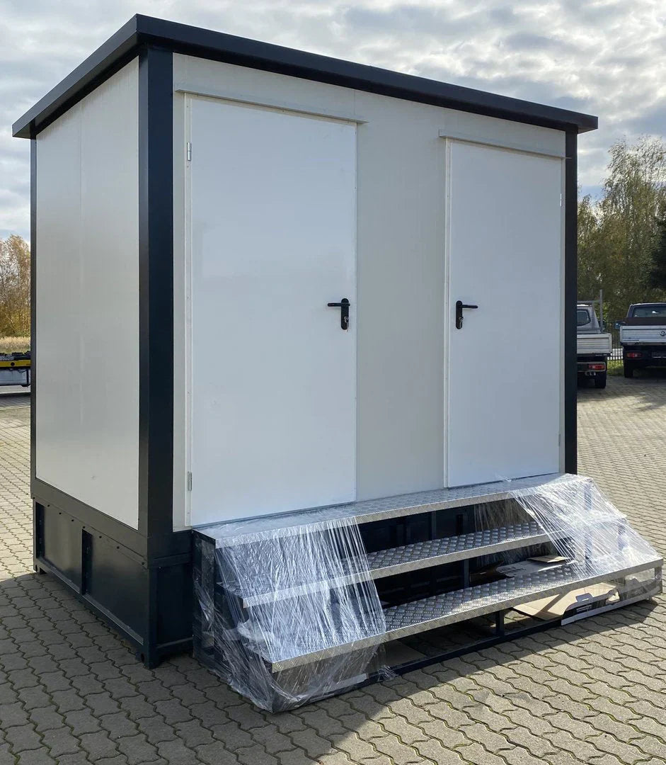 Conteneur sanitaire double avec réservoir à déchets blanc, 3 x 2 mètres agri-tract